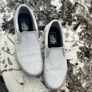 Vans Classic White Perforated Leather Slip-ons W8.5